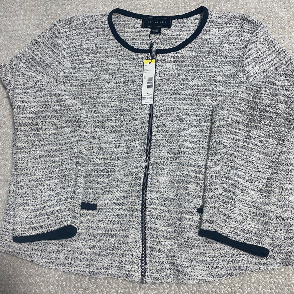 Metaphor Black and White Textured Blazer - Picture 16 of 16